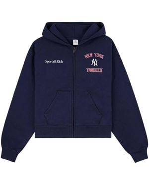 Sporty & Rich Felpa Con Cappuccio Home Run - Blu