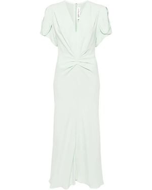 Victoria Beckham Robe Mi-Longue À Fronces - Blanc