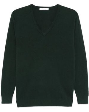 Max Mara V-Neck Ribbed Wool Knit Jumper - Green