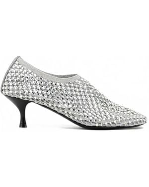 strategia shoes Crystal-Embellished Mesh Pumps - White