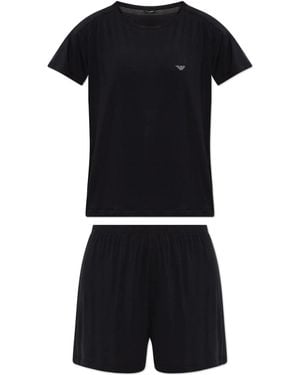 Emporio Armani Pyjama mit Logo-Verzierung - Schwarz