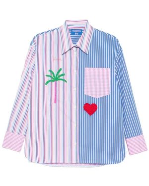 SUSANNA BLU Striped Embroidered Shirt - White
