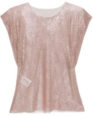 Alberta Ferretti Shimmering Mesh Top With Boxy Silhouette - Pink