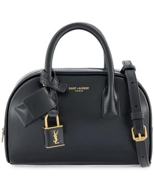 Saint Laurent Logo-Plaque Leather Tote Bag - Black