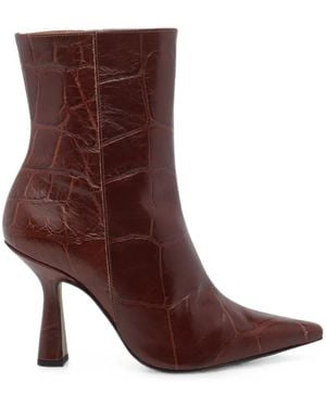 Ángel Alarcón Croc-Effect Leather Ankle Boots - Brown