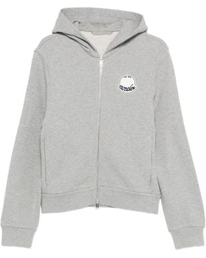 Moncler Logo-Patch Zip-Up Hoodie - Grey