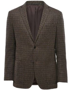 Corneliani Check-Pattern Single-Breasted Blazer - Brown
