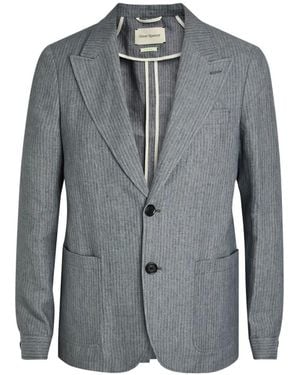Oliver Spencer Finsbury Pinstripe-Pattern Peak-Lapel Jacket - Grey