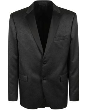 Lardini Satin-Lapel Linen Jacket - Black
