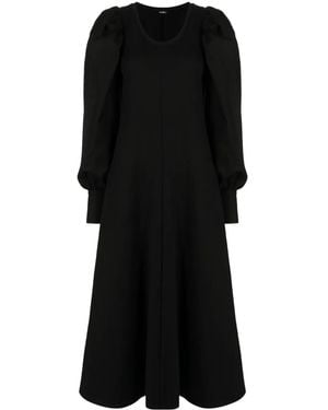 Goen.J Flared Puff-Sleeve Dress - Black