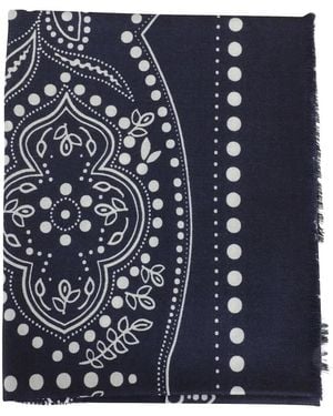 Weekend by Maxmara Educated Fringed Patterned Scarf - Blue