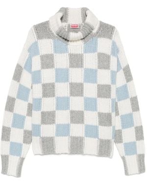 KENZO Rollkragenpullover Mit Schachbrettmuster - Weiß