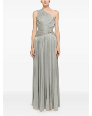 Nissa One-Shoulder Plissé-Effect Maxi Dress - Green