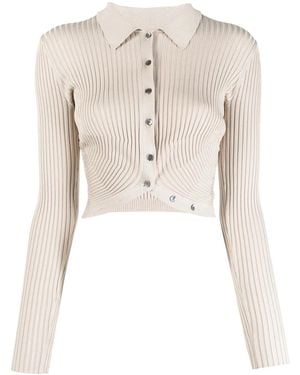 Jonathan Simkhai Button-Up Ribbed Knitted Top - Natural