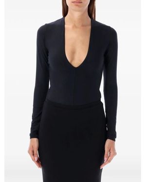 ÉTERNE Body Con Scollo A V - Nero