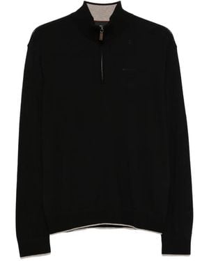 Paul & Shark Quarter-Zip Wool Jumper - Black
