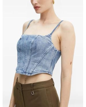 MICHAEL Michael Kors Stretch Denim Bustier Top - Blue