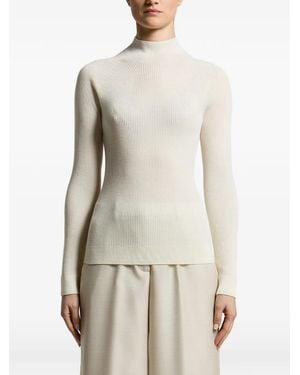 Peserico Ribbed-Knit High-Neck Jumper - White