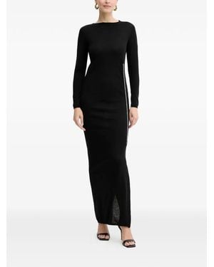 Liviana Conti Long Sleeve Side-Stripe Maxi Dress - Black