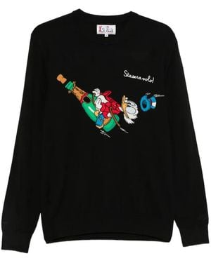 MC2 Saint Barth Pullover Mit Rundem Ausschnitt Und Grafischer Intarsie - Schwarz
