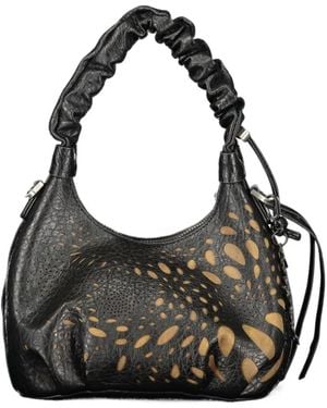Desigual Perforated Ruched-Handle Mini Tote Bag - Black
