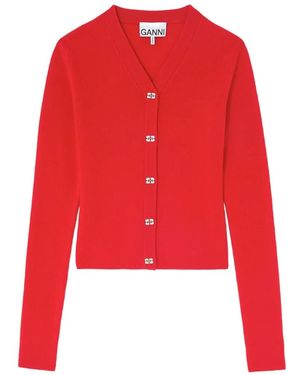 Ganni Cárdigan De Lana - Rojo