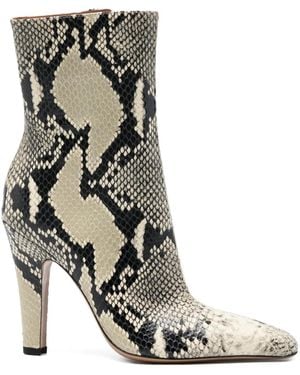 Paris Texas Belle Snakeskin Pointed Ankle Boots - Natural