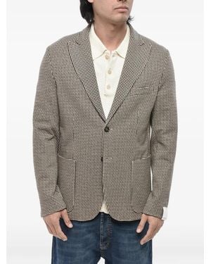 Paolo Pecora Houndstooth Single-Breasted Blazer - Grey