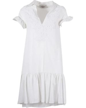 Ermanno Scervino Lace-Embellished Ruffled Dress - White