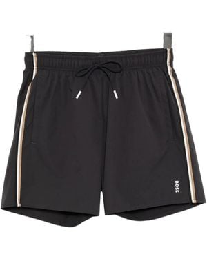 BOSS Badeshorts mit Logo-Print - Schwarz