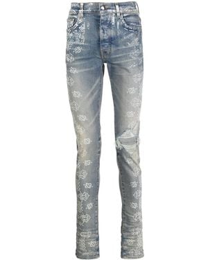 Amiri Bleach Bandana Jeans - Blue
