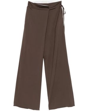 Alysi Pantalones Anchos Con Diseño Cruzado - Marrón