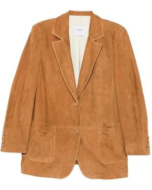 Cassell Suede Single-Breasted Blazer - Brown