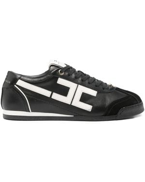 Elisabetta Franchi Logo-Detail Leather Trainers - Black