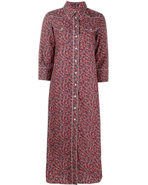 R13 Floral Shirt Dress - Red