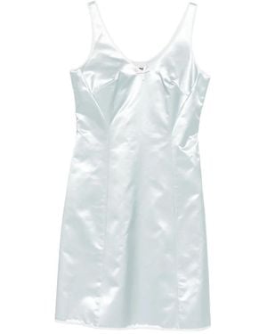 Miu Miu Robe Satiné À Détail De Nœud - Bleu