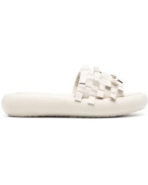 Vic Matié Interwoven Leather Slides - White