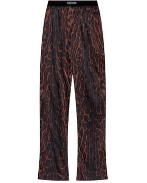 Tom Ford レオパード パンツ - ブラウン