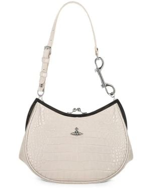 Vivienne Westwood Croc-Effect Orb Shoulder Bag - White