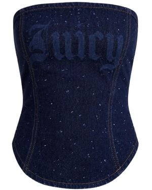 Juicy Couture X Disney Diamanté-Embellished Bandeau Blouse - Blue