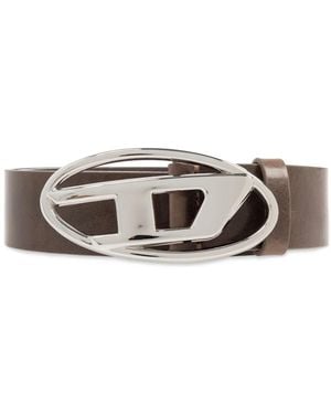 DIESEL Logo-Buckle Leather Belt - Brown