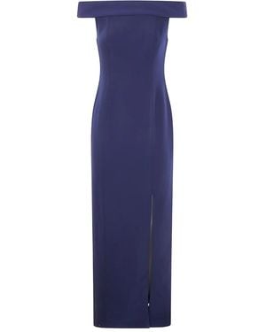 Ralph Lauren "Adlar" Short Sleeves Gown Long Dress - Blue