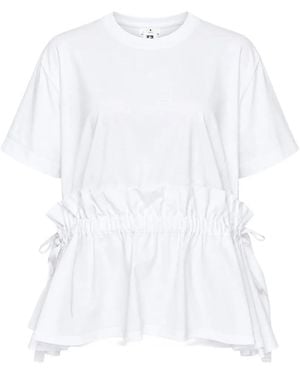 Noir Kei Ninomiya T-Shirt Volanté À Lien De Resserrage - White