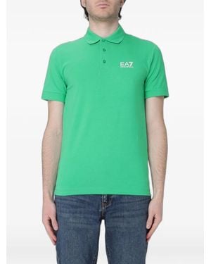 EA7 Logo-Print Polo Shirt - Green