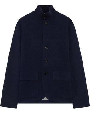 Lardini Knitted Button-Up Single-Breasted Coat - Blue