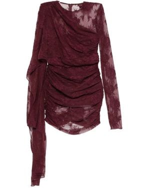 ANDAMANE Lace-Panel Draped Dress - Purple