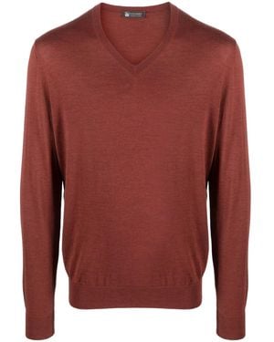 Colombo Gestrickter Pullover Mit V-Ausschnitt - Rot