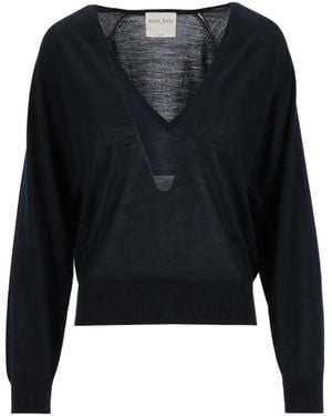 forte_forte V-Neck Raglan-Sleeve Sweater - Black