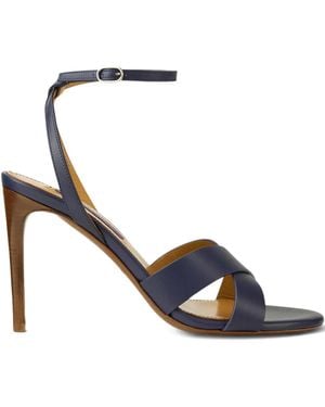 Ralph Lauren Cleary Criss-Cross Leather Sandals - Blue