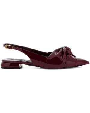 Roberto Cavalli Knot-Detail Pointed-Toe Flat Court Shoes - Brown